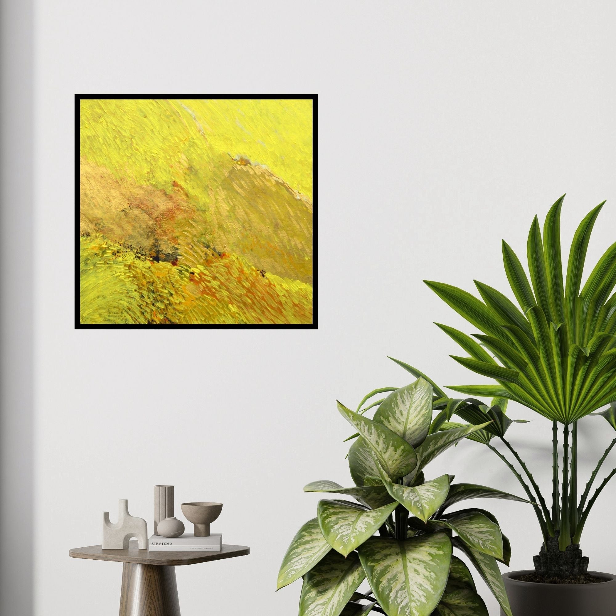 In-situ view of Durgesh Birthare's 'Untitled 2 (Golden Fields: An Abstract Composition)' painting in a room