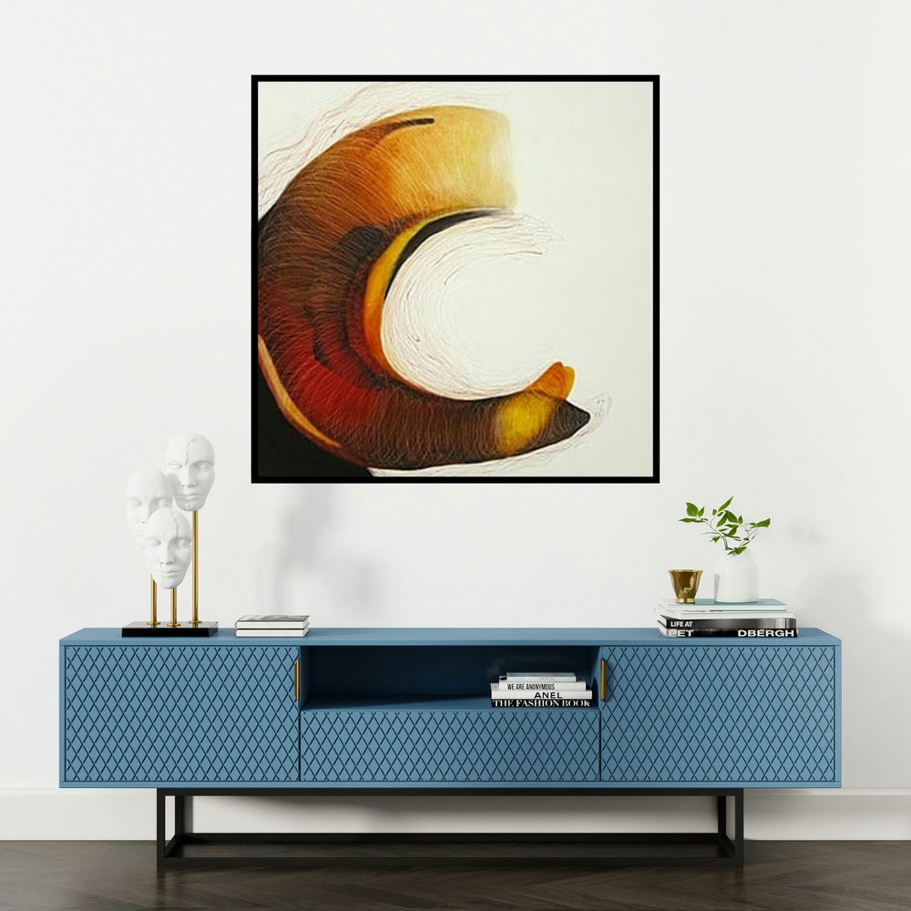 'Untitled 2' painting by Seema Kadam shown on a wall in a furnished room.