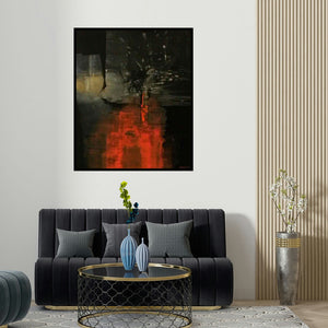 'Untitled 2' painting by Pradip Sengupta shown on a wall in a furnished room.