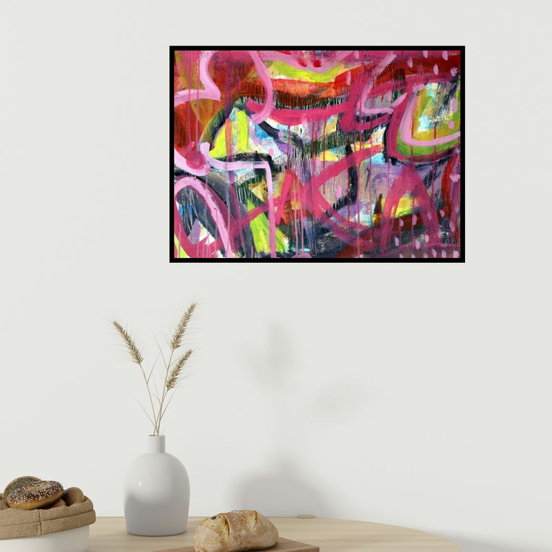 In-situ view of Heena Shaikh's 'Untitled 2 (Emergence)' painting in a room