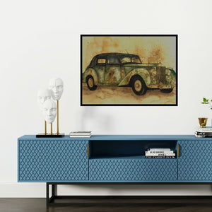 Preview of 'Untitled 2 (The Phantom of the Past)' Painting by Afza Tamkanat shown on a wall in a furnished room.