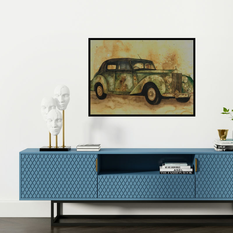 Preview of 'Untitled 2 (The Phantom of the Past)' Painting by Afza Tamkanat shown on a wall in a furnished room.