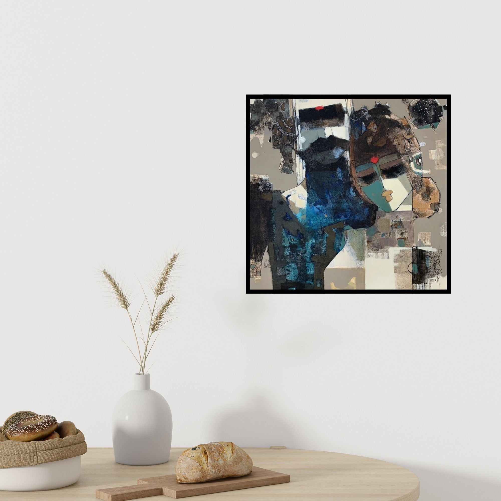 Preview of 'Untitled 2' Painting by Sachin Jaltare shown on a wall in a furnished room.