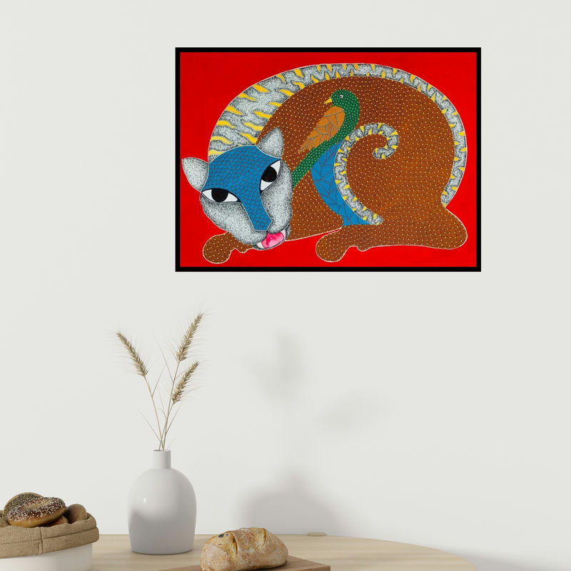 In-situ view of Venkat Shyam's 'Untitled 2 (A Curious Encounter)' painting in a room