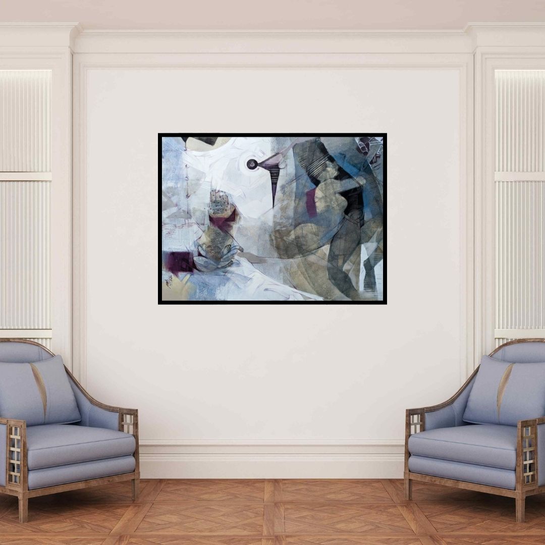 In-situ view of Anas Sultan's 'Untitled 2' painting in a room