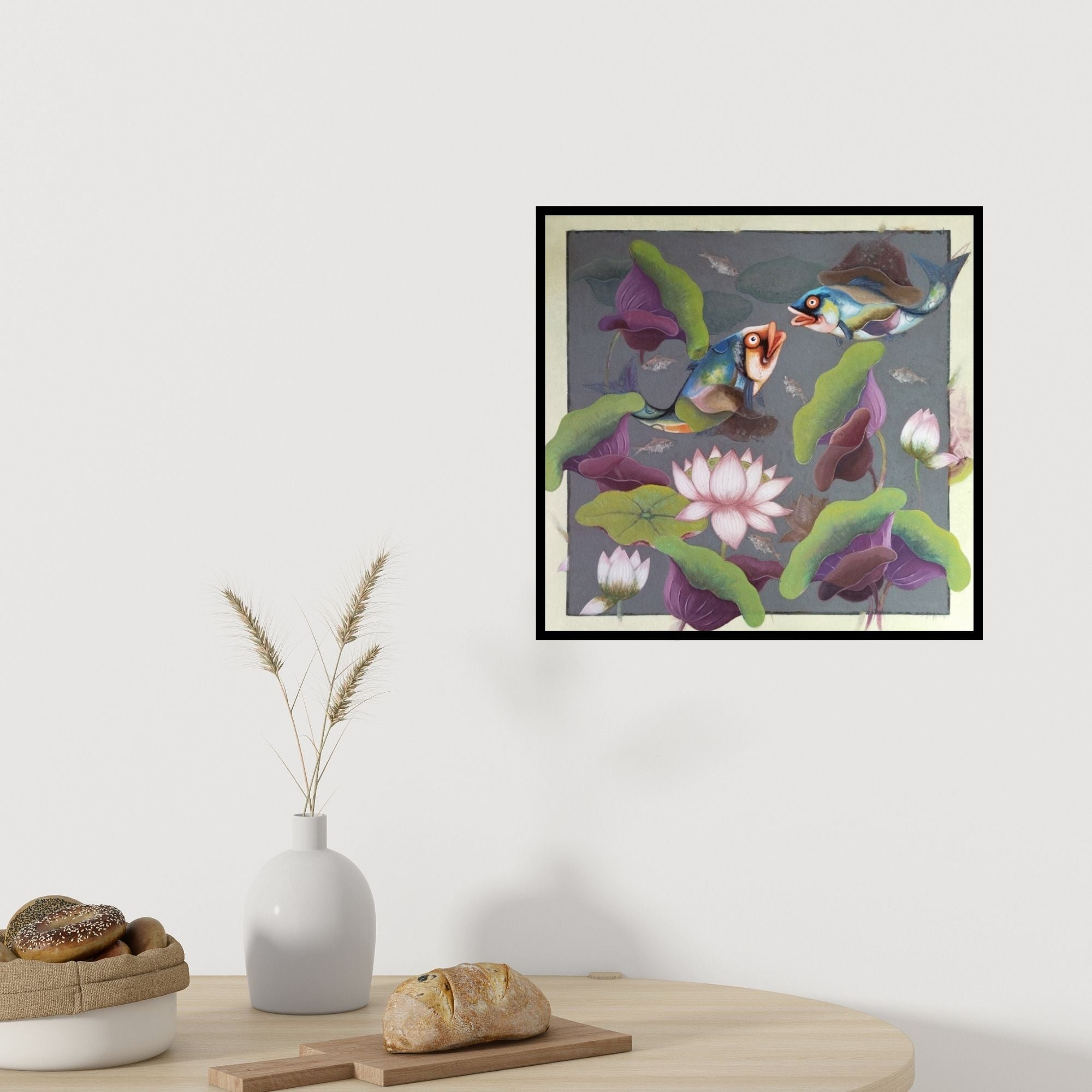 Preview of 'Untitled 2' Painting by Nur Ali shown on a wall in a furnished room.