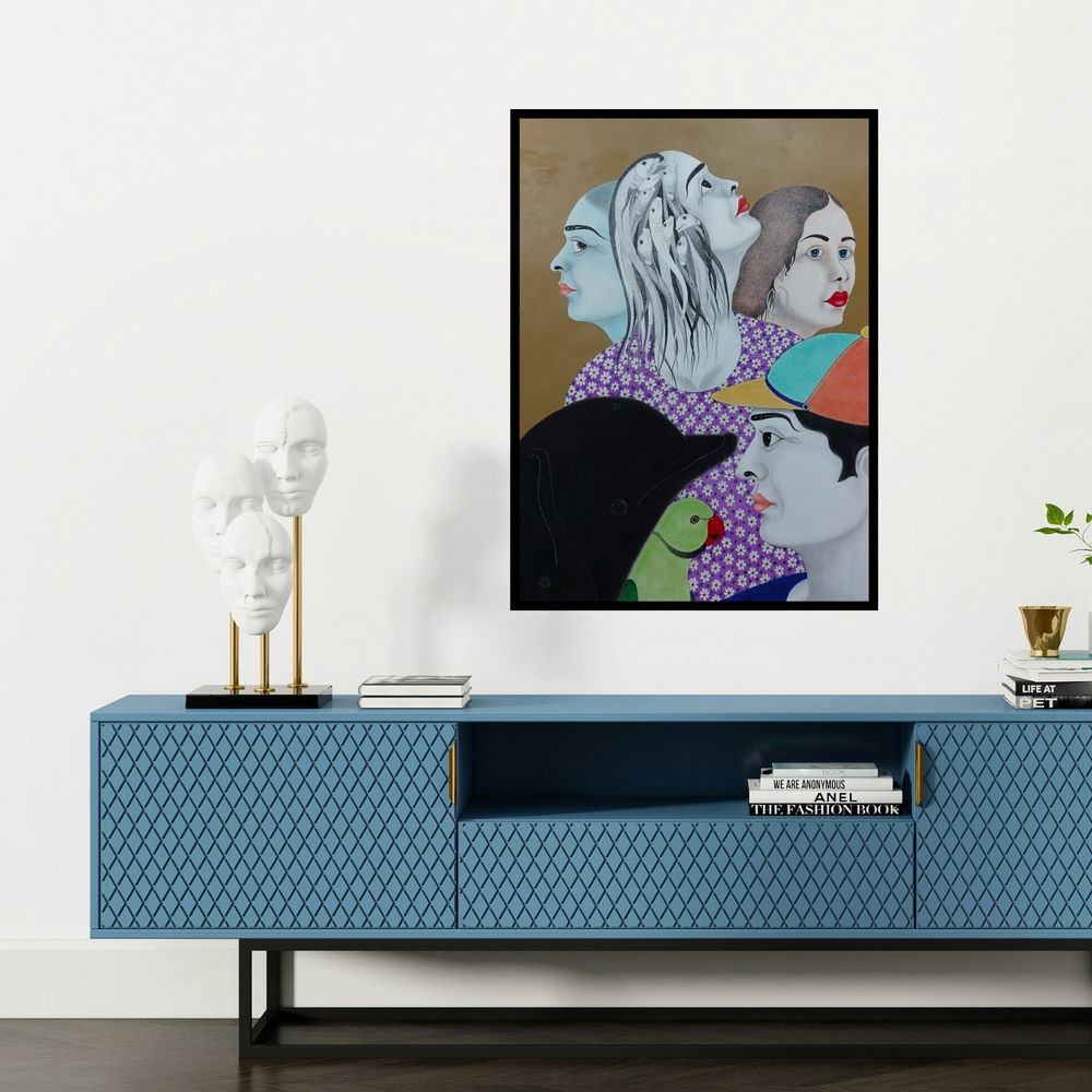 'Untitled 2' painting by Rajesh Salagaonkar shown on a wall in a furnished room.