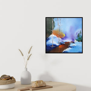 Preview of 'Untitled 2' Painting by Sanjay Dhawale shown on a wall in a furnished room.