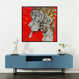'Untitled 2 (Untitled 2)' painting by Mahavir Verma shown on a wall in a furnished room.