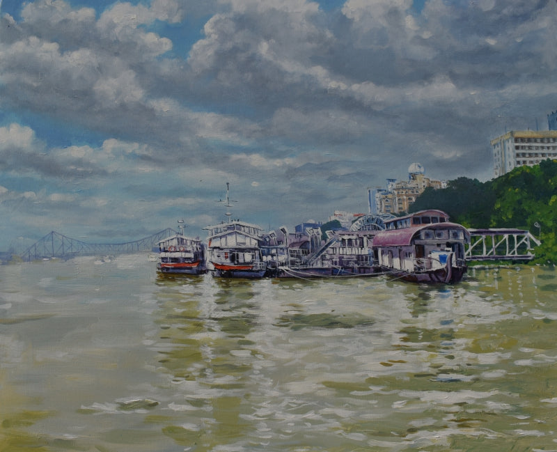 Untitled 2' seascape acrylic painting by artist Satyabrata Karmakar, 30x36 inch, on canvas