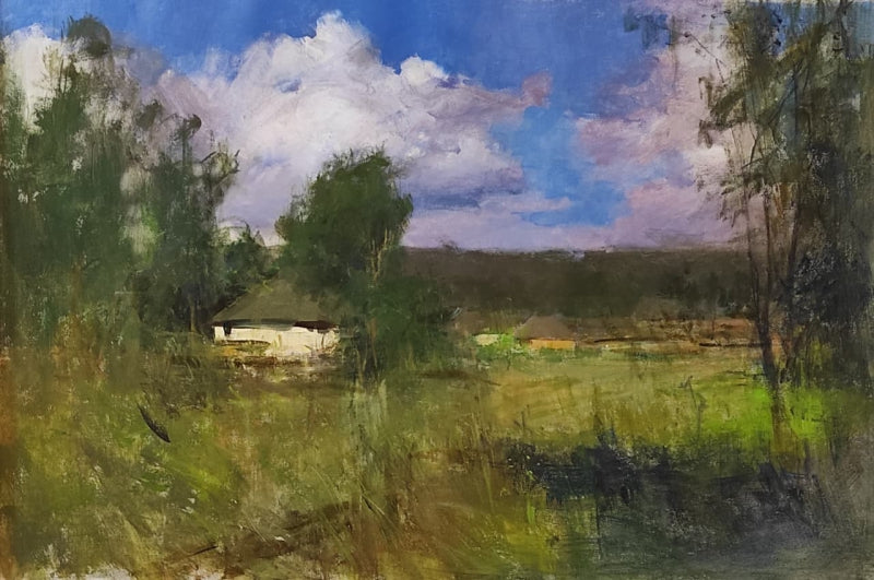 Untitled 2' landscape acrylic painting by artist Dilip Dudhane, 24x30 inch, on canvas