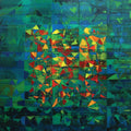 Abstract oil painting titled 'Untitled 2', 60x60 inches, by artist Nivas Kanhere on Canvas