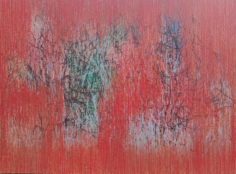 Untitled 2' abstract acrylic painting by artist Satish Bhaisare, 58x78 inch, on canvas