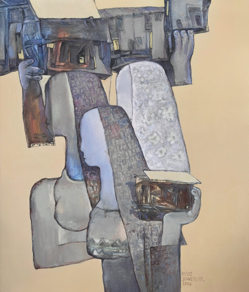 Untitled 2' contemporary acrylic painting by artist Raju Baviskar, 40x35 inch, on canvas