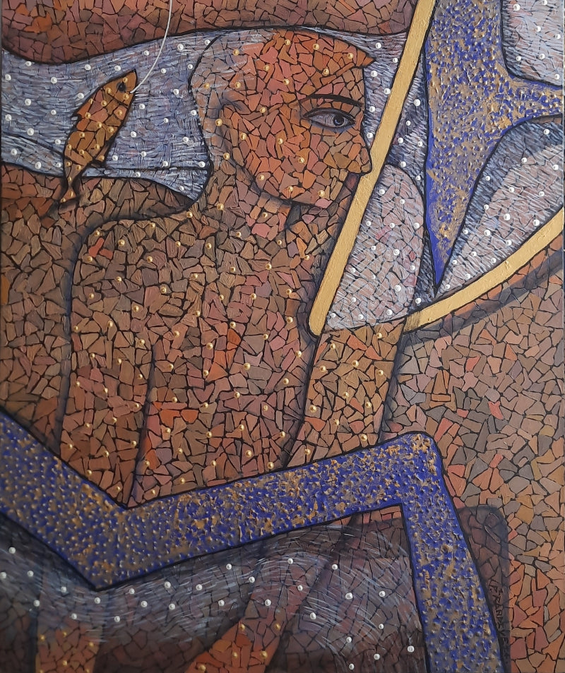 Untitled 2' figurative acrylic painting by artist Pravin Randive, 36x30 inch, on canvas