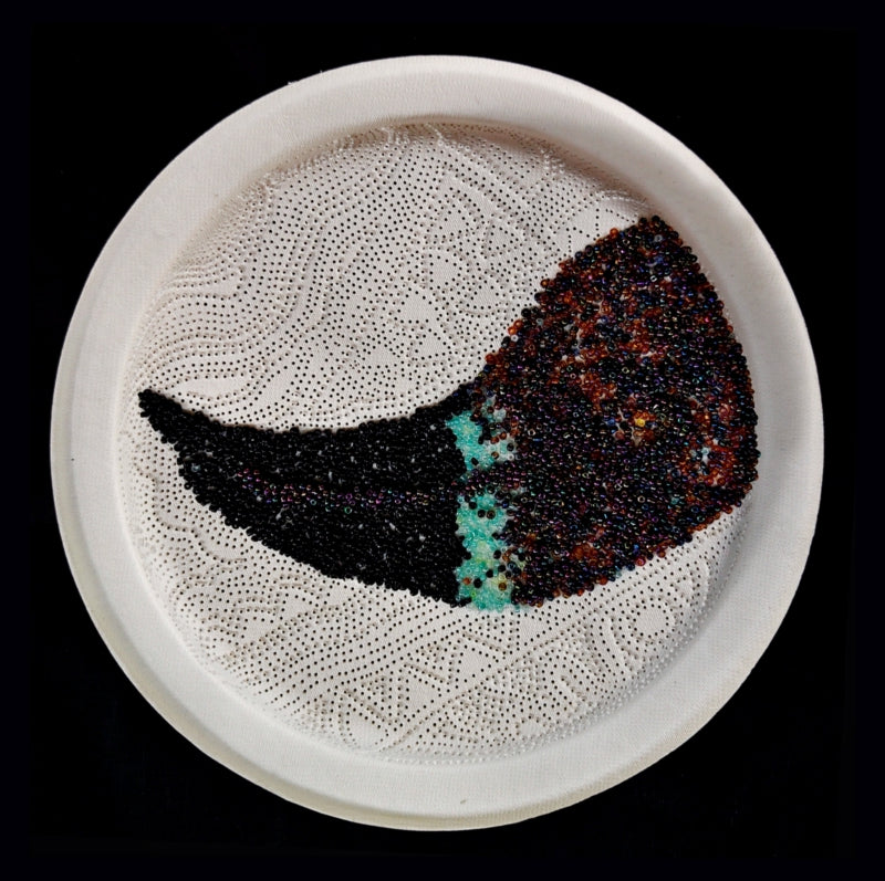 Untitled 2' contemporary mixed-media painting by artist Poonam Kishor, 12x12 inch, on food paper plate