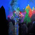 Untitled 2' contemporary acrylic painting by artist Pradip Sengupta, 24x24 inch, on canvas