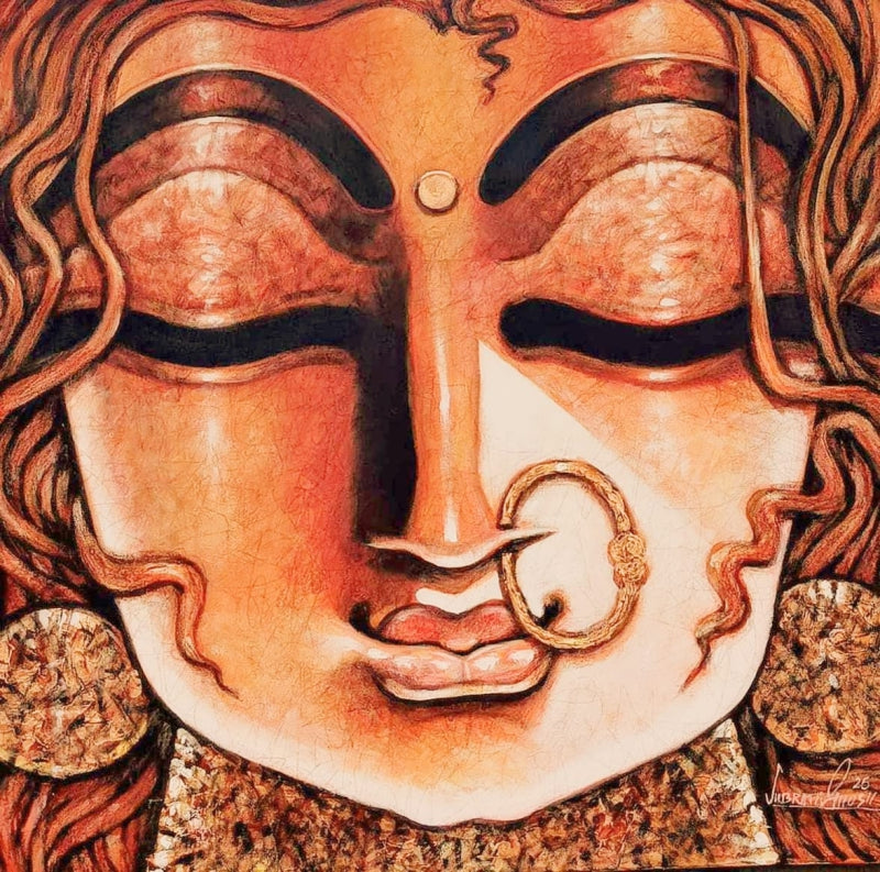Untitled 2' religious mixed-media painting by artist Subrata Ghosh, 24x24 inch, on canvas