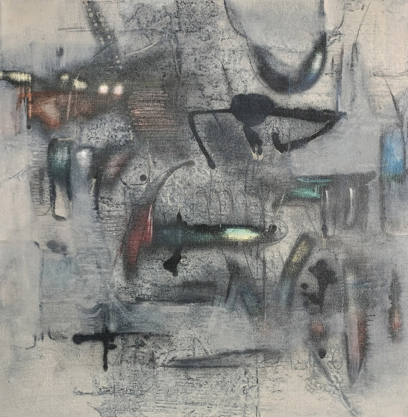 Untitled 2' abstract acrylic painting by artist Rajesh Ambalkar, 20x20 inch, on canvas