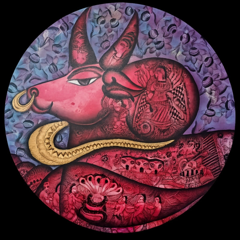 Untitled 2' religious mixed-media painting by artist Mohit Bhardwaj, 36x36 inch, on canvas
