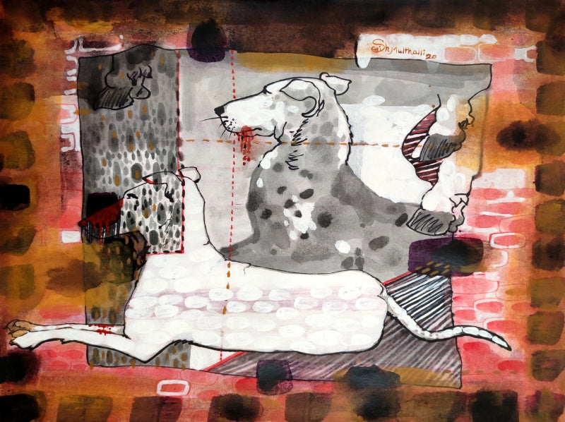 Untitled 2' contemporary mixed-media painting by artist Satish Multhalli, 12x15 inch, on canson paper