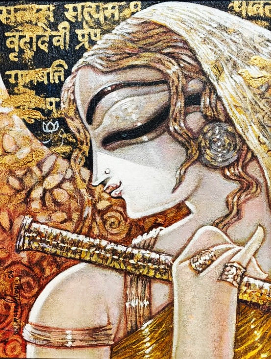 Untitled 2' religious mixed-media painting by artist Subrata Ghosh, 18x15 inch, on canvas