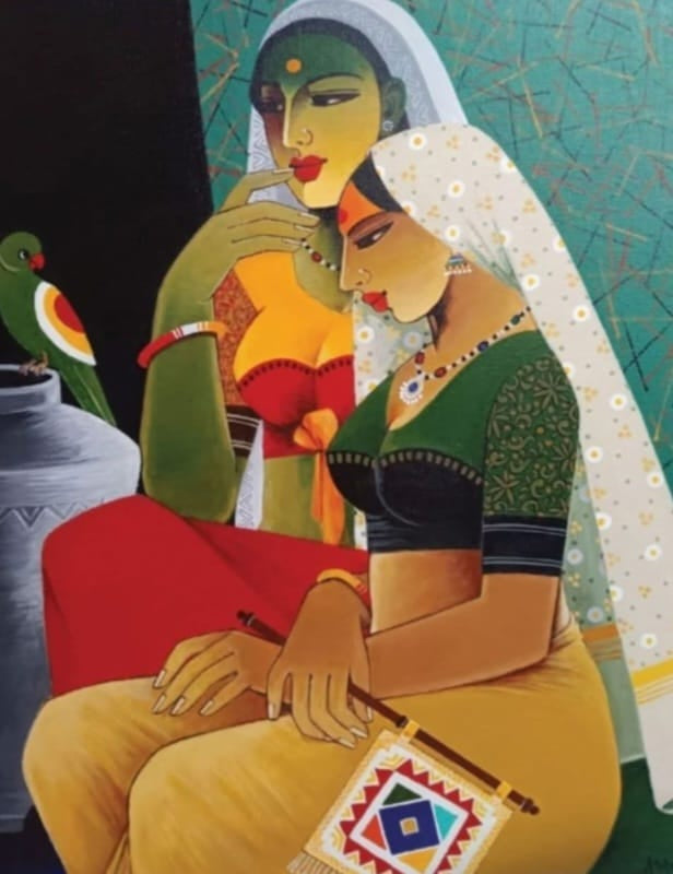 Untitled 2' figurative acrylic painting by artist Agacharya A, 30x24 inch, on canvas