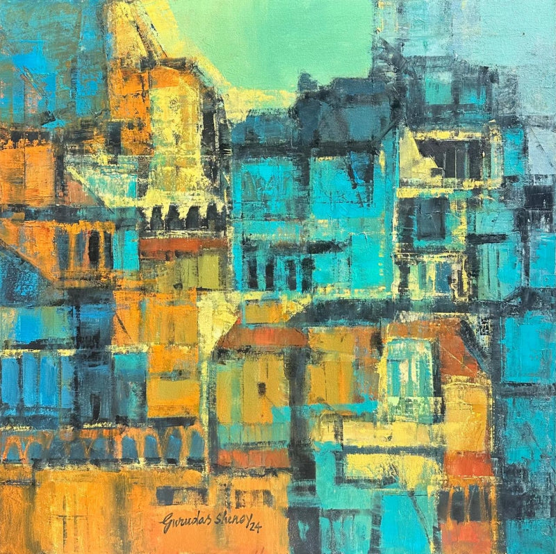 Untitled 2' abstract oil painting by artist Gurudas Shenoy, 30x30 inch, on canvas