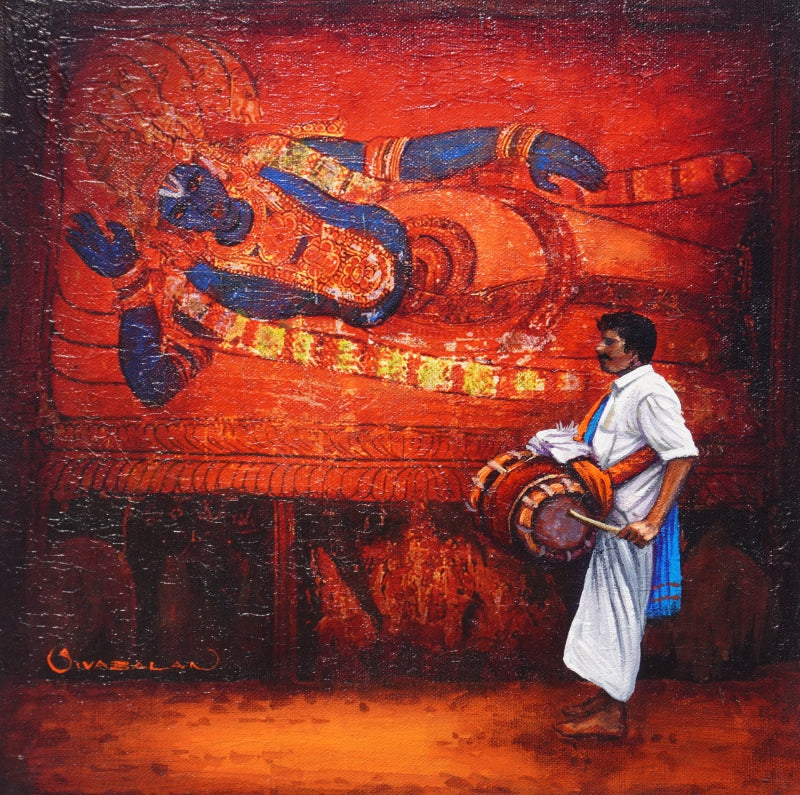 Untitled 2' religious oil painting by artist Siva Balan, 12x12 inch, on canvas