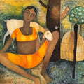Untitled 2' figurative oil painting by artist Mohan Naik, 27x36 inch, on canvas
