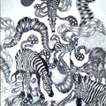 'Untitled 2' animals pen-ink drawing by artist Umed Rawat, 20x14 inch, on paper