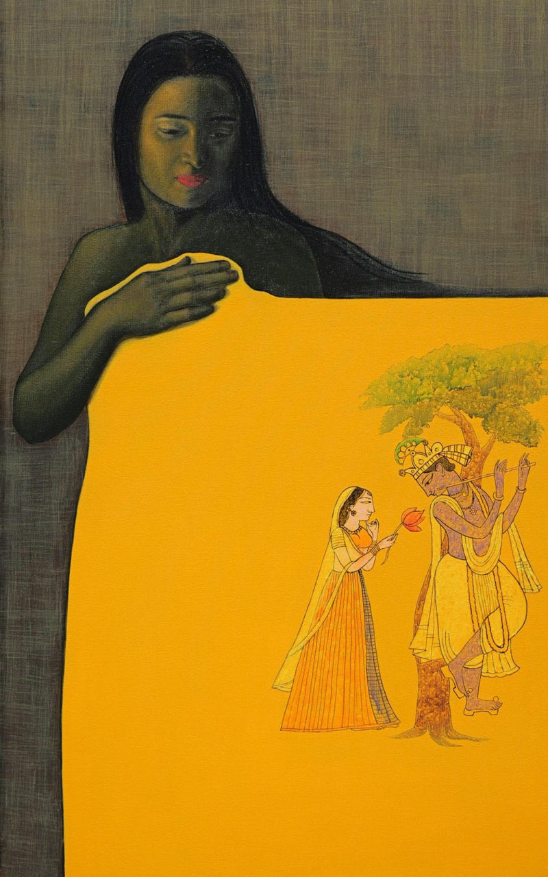 'Untitled 2' figurative acrylic painting by artist Sunil Paraji Tambe, 48x36 inch, on canvas