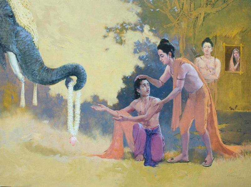 'Untitled 2' religious oil painting by artist Vasudeo Kamath, 36x48 inch, on canvas