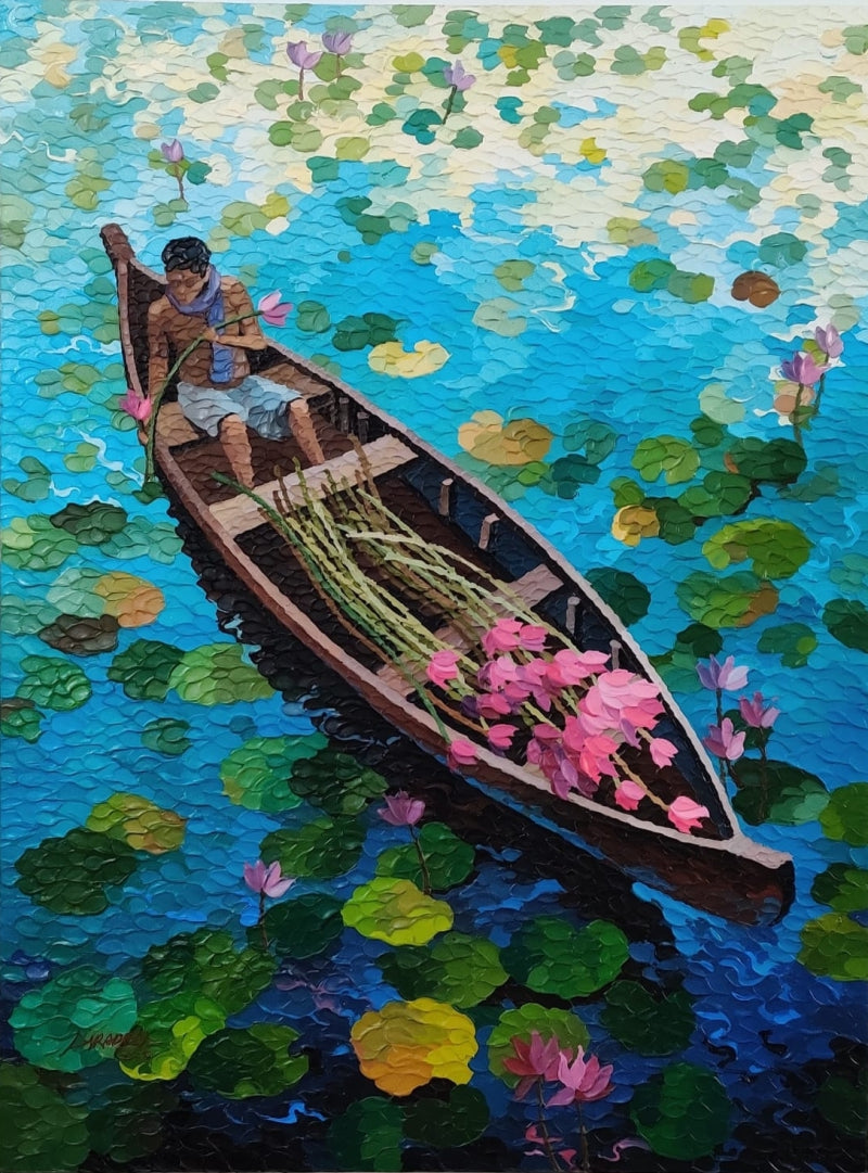 'Untitled 2' figurative acrylic painting by artist Shraddha More, 48x36 inch, on canvas