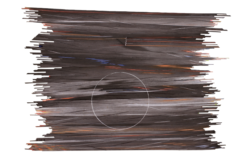 'Untitled 2' abstract mixed-media painting by artist Jin Sook Shinde, 40x40 inch, on paper