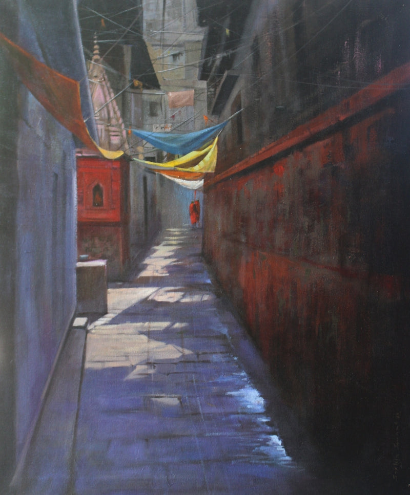 Untitled 2' landscape acrylic painting by artist Sachin Sawant, 36x30 inch, on canvas