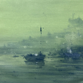 Untitled 2' seascape acrylic painting by artist Rupesh Sonar, 14x18 inch, on canvas