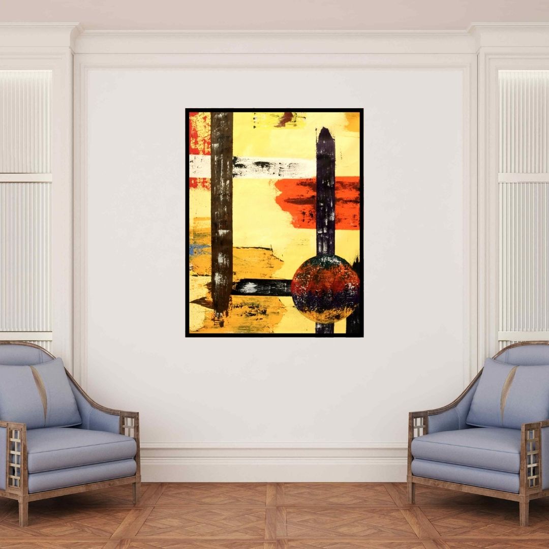 In-situ view of Rasid Pathan's 'Untitled 2 (Untitled)' painting in a room