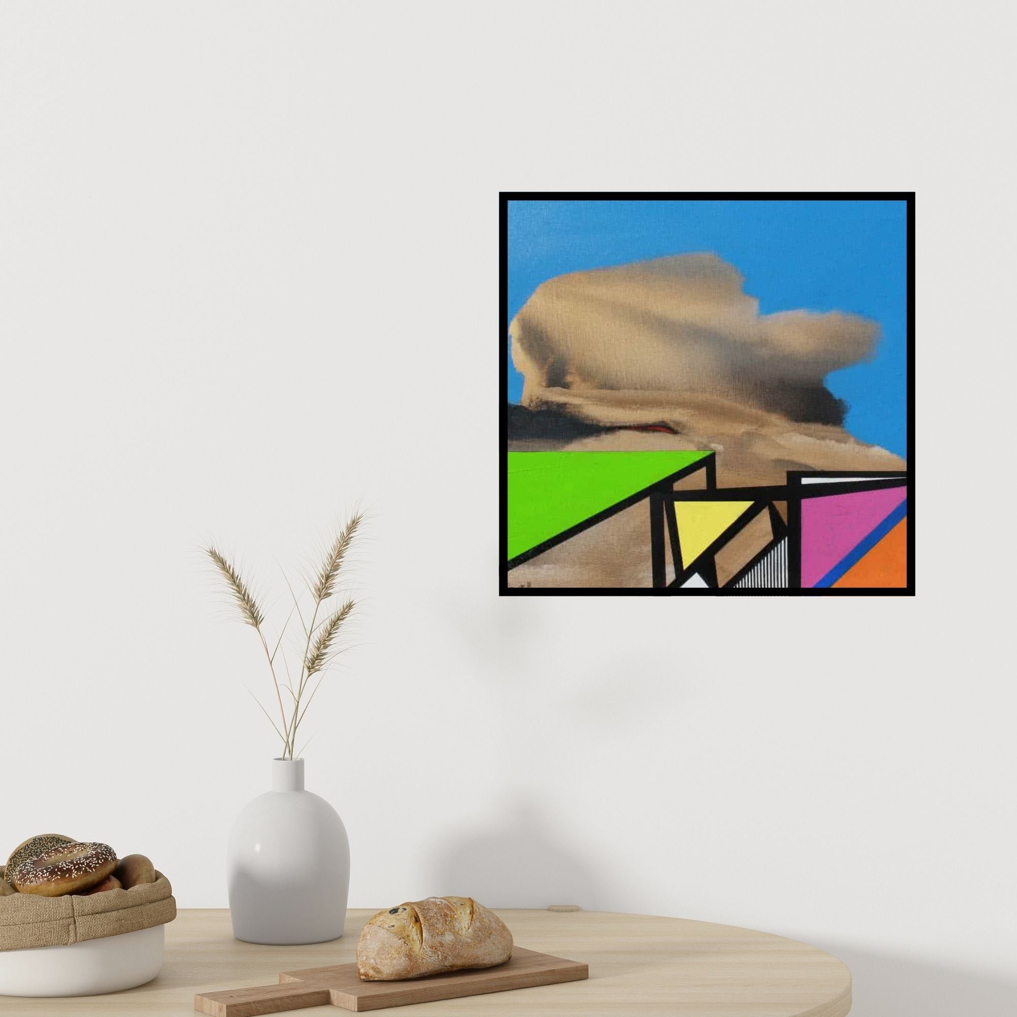 Preview of 'Untitled 2 (Abstract Landscape)' Painting by Prabhinder Lall shown on a wall in a furnished room.
