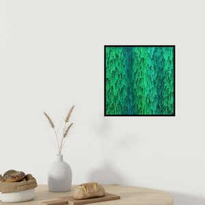 In-situ view of Hansodnya Tambe's 'Untitled 2 (Emerald Rain)' painting in a room