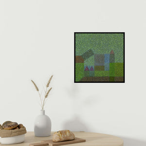 In-situ view of Ganesh Chavan's 'Untitled 2 (Abstract Village)' painting in a room