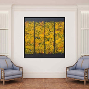 In-situ view of Basuki Dasgupta's 'Untitled 2 (The Golden Veil)' painting in a room