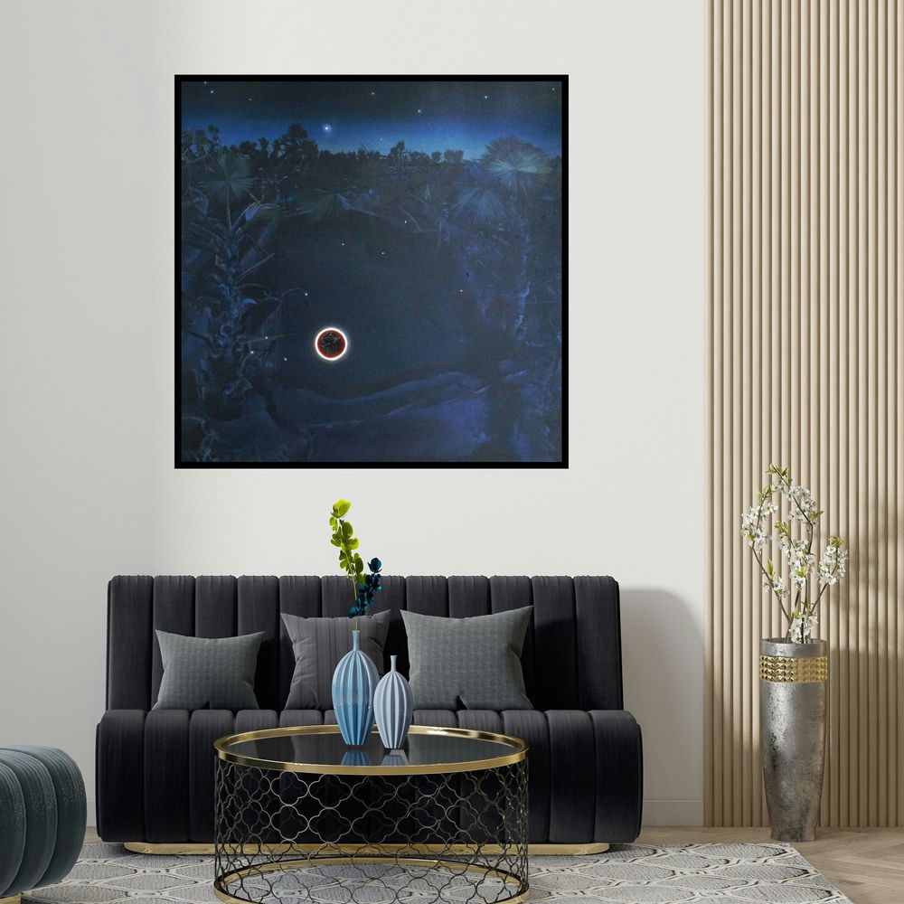 Bhagyanath C's 'Untitled 2 (Lunar Eclipse)' painting visualized above a sofa in a contemporary room.
