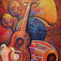 Untitled 2 (Diptych)' music mixed-media painting by artist Devirani Dasgupta, 32x24 inch, on canvas