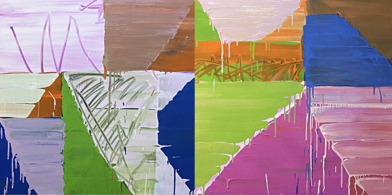 Untitled 2 (Diptych)' abstract acrylic painting by artist Siddharth Patel, 33x66 inch, on canvas