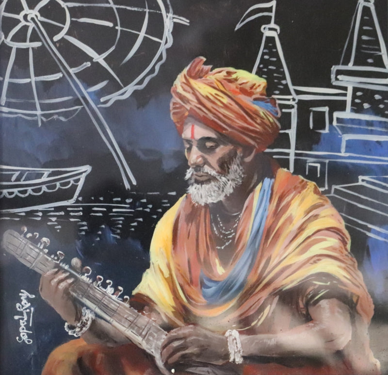 'Untitled-2-gopal-roy' religious acrylic painting by artist Gopal Roy, 12x12 inch, on acrylic sheet