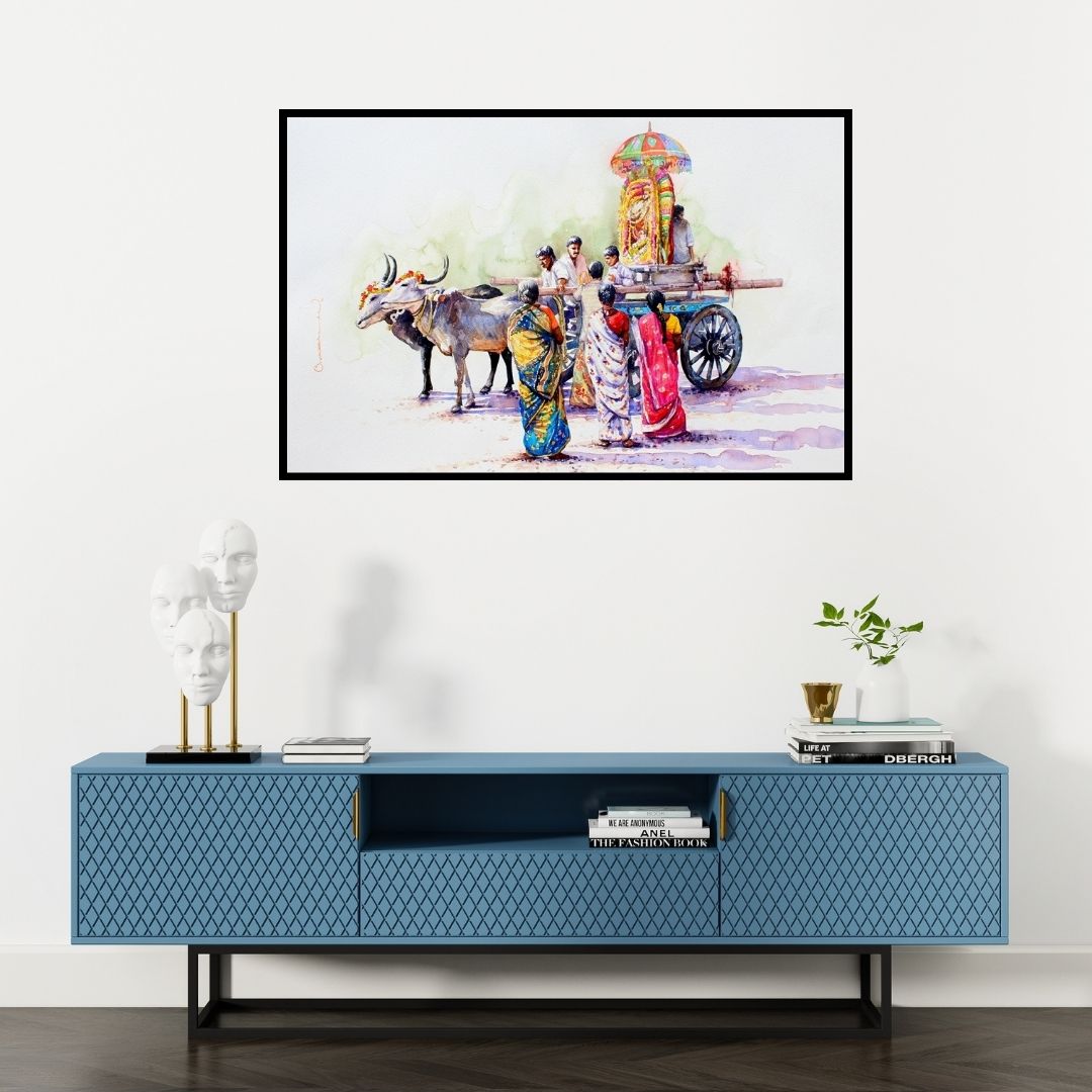 Preview of 'Untitled 20' Painting by Siva Balan shown on a wall in a furnished room.