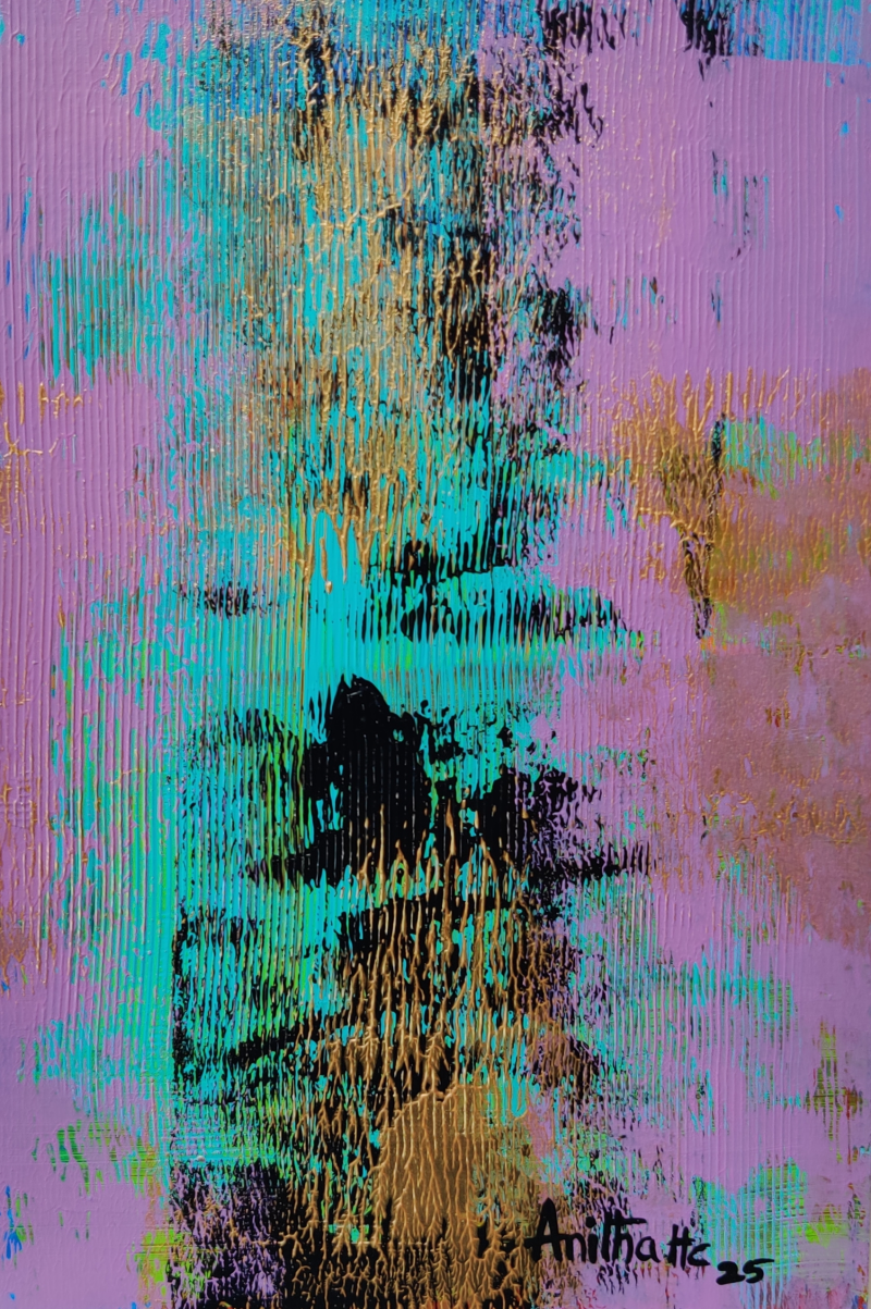Untitled 20' abstract acrylic painting by artist Anitha H C, 8x5 inch, on canson paper