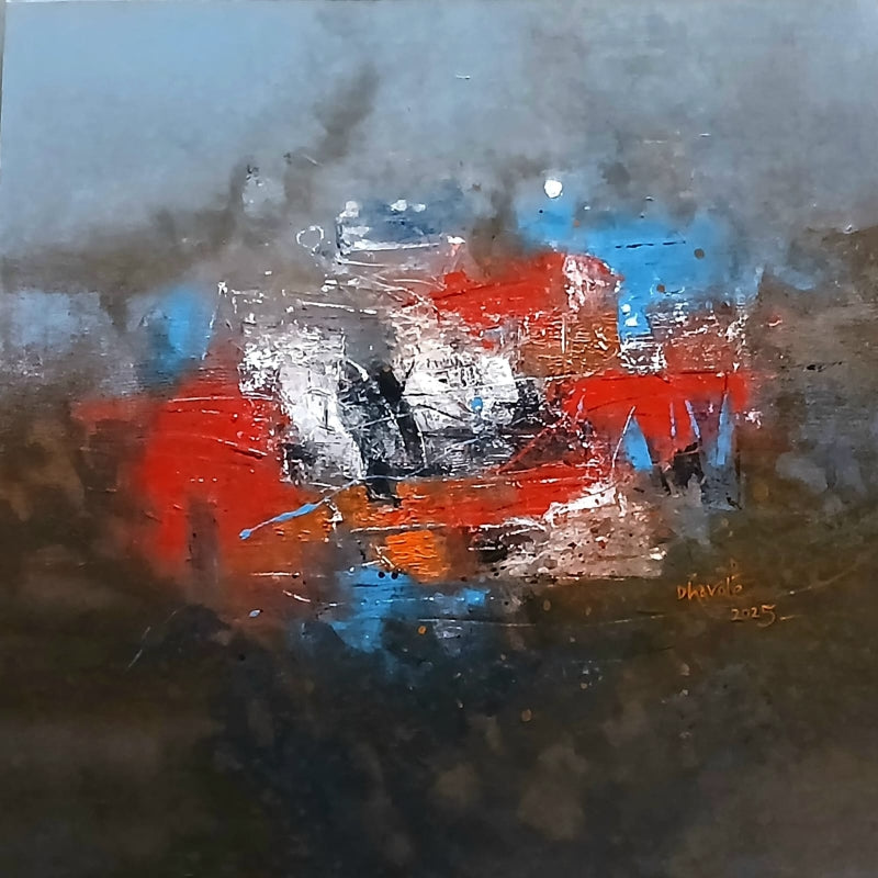 Untitled 203' abstract acrylic painting by artist Dnyaneshwar Dhavale, 36x36 inch, on canvas