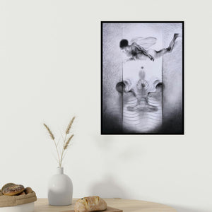 Sajal Patra's 'Untitled 21 (Cosmic Balance**)' painting visualized above a sofa in a contemporary room.